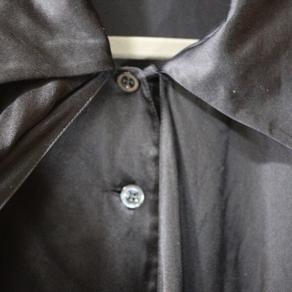 Escada vintage Black Silk Ruffle Button Down Blouse 100% Silk Germany 36 - Picture 4 of 16